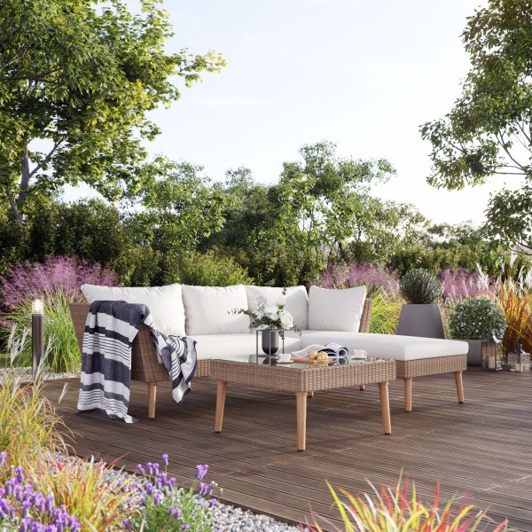 Askerd utembelgruppe sofa med bord - Natur kunstrotting