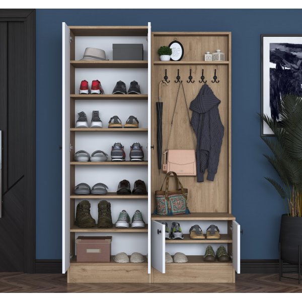 Mendy hallmøbler 120 cm - Valnøtt/hvit Mendy hallmøbler 120 cm - Valnøtt/hvit