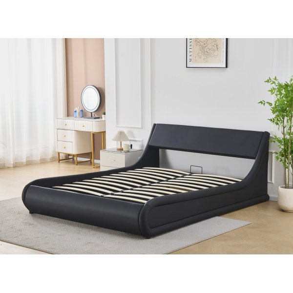Prince sengeramme med oppbevaring 160 x 200 cm - Sort PU Prince sengeramme med oppbevaring 160 x 200 cm - Sort PU
