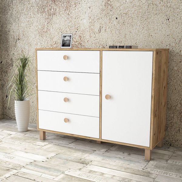 Vilamo kommode 81 - Furu/hvit Vilamo kommode 81 - Furu/hvit