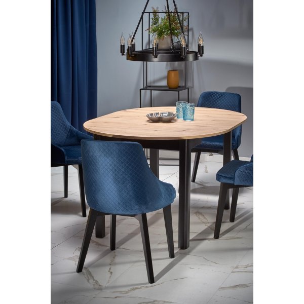 Spisebord 102-142 cm - Håndlaget eik/svart Spisebord 102-142 cm - Håndlaget eik/svart