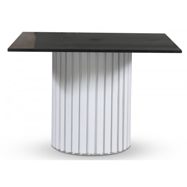 Empire spisebord - Granitt 90x90 cm / Hvit lamell trefot