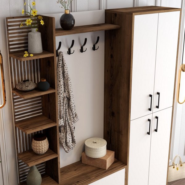 Viyana gangmøbel, 150 cm - Valnøtt/hvit Viyana gangmøbel, 150 cm - Valnøtt/hvit