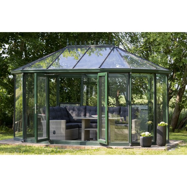 Orlando hjørnesofa med høy rygg (justerbar) inkludert spisebord - Grå kunstrotting Orlando hjørnesofa med høy rygg (justerbar) inkludert spisebord - Grå kunstrotting