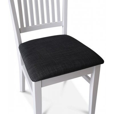 Fr stol med ribber og stoffsete - Hvit / Gr + Mbelpleiesett for tekstiler
