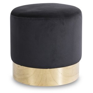 Sittepuff Isabelle 42Ø cm - Svart/messing + Flekkfjerner for møbler Sittepuff Isabelle 42Ø cm - Svart/messing + Flekkfjerner for møbler