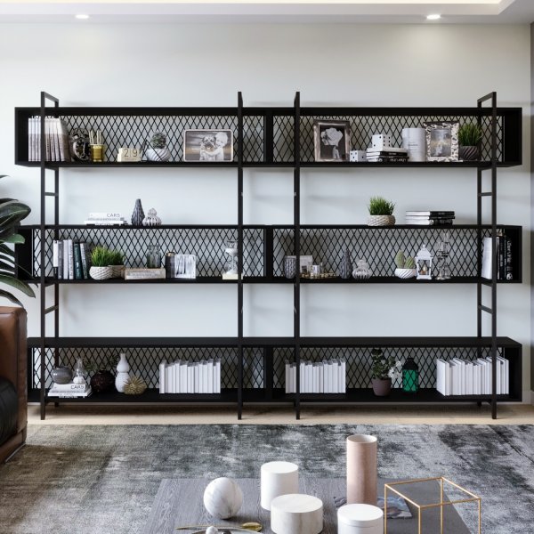 Araf bokhylle 280 cm - Sort