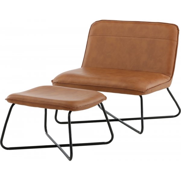 Laxa lenestol med fotskammel - Brun/svart + Møbelrengjøring Laxa lenestol med fotskammel - Brun/svart + Møbelrengjøring