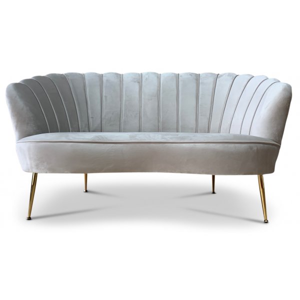 Snäckan 2-seter sofa - Gråbeige fløyel / Messing Snäckan 2-seter sofa - Gråbeige fløyel / Messing