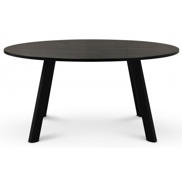Rundt Freddy spisebord, 155 cm - Svart eikefinér/svart metall Rundt Freddy spisebord, 155 cm - Svart eikefinér/svart metall