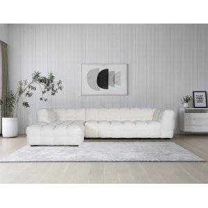 Divansofa offwhite bouclè 322 cm + Møbelføtter Divansofa offwhite bouclè 322 cm + Møbelføtter