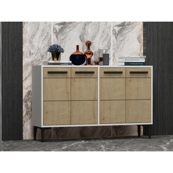 Stria skjenk - Hvit/safir eik