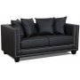 Temple Double Deco 2-seters sofa - Svart PU / slv nagler