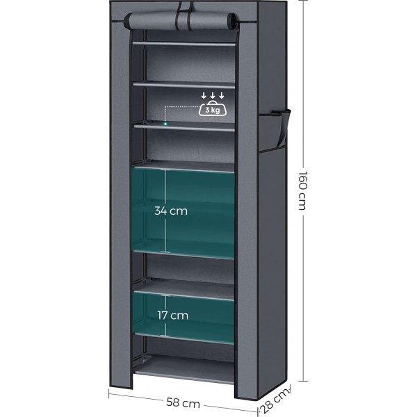 Kaspian skohylle 58 cm - Grå Kaspian skohylle 58 cm - Grå