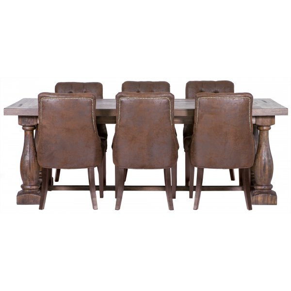 Spisegruppe: Lamier spisebord + 6 Tuva europa stoler - mocca