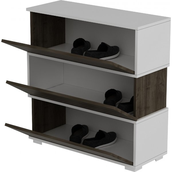 Aris skoskap - Valn�tt/hvit