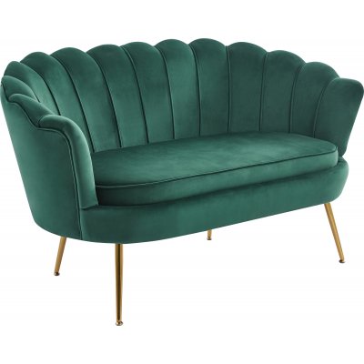 Musslan 2-seters sofa - Grønn / messing + Møbelpleiesett for tekstiler