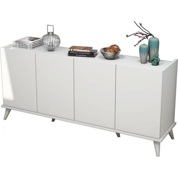 Elegant skjenk - Hvit + Tekstilpleie for mbler