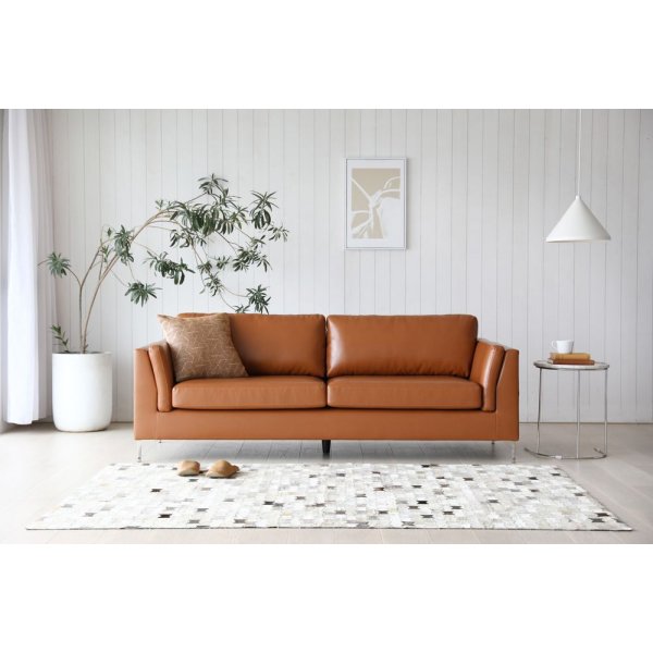 Cansas 3-seters sofa i cognac + Tekstilrens for møbler Cansas 3-seters sofa i cognac + Tekstilrens for møbler