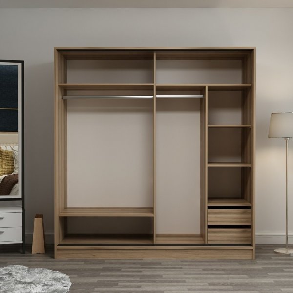 Kapusta garderobe med speildører, 220x52x210 cm - Brun Kapusta garderobe med speildører, 220x52x210 cm - Brun