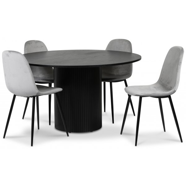 Pose spisegruppe: Bord 130 cm inkludert 4 stk carisma stoler - Svart