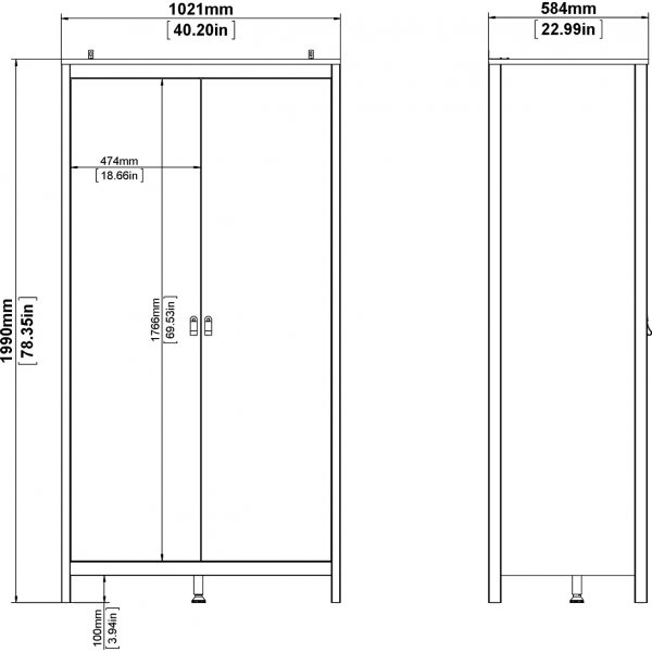 Madrid garderobe med 2 dører - Sort Madrid garderobe med 2 dører - Sort