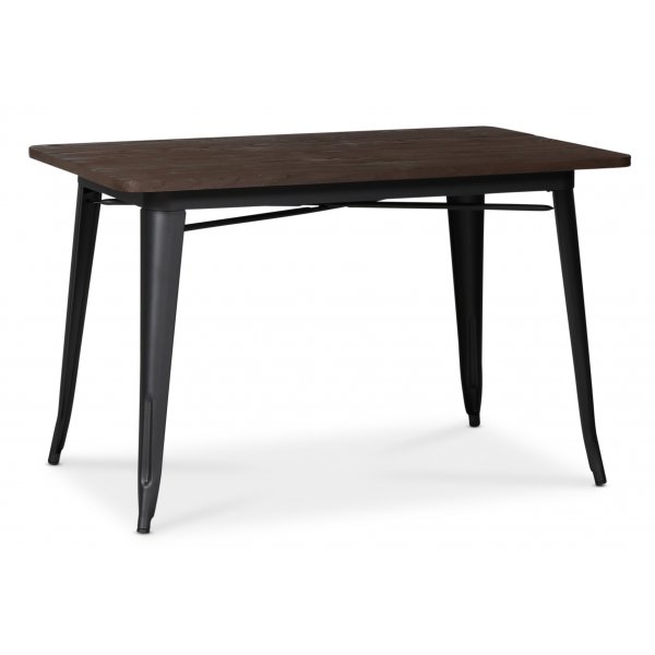 France metallbord 120x80 cm - Svart / Brunt tre
