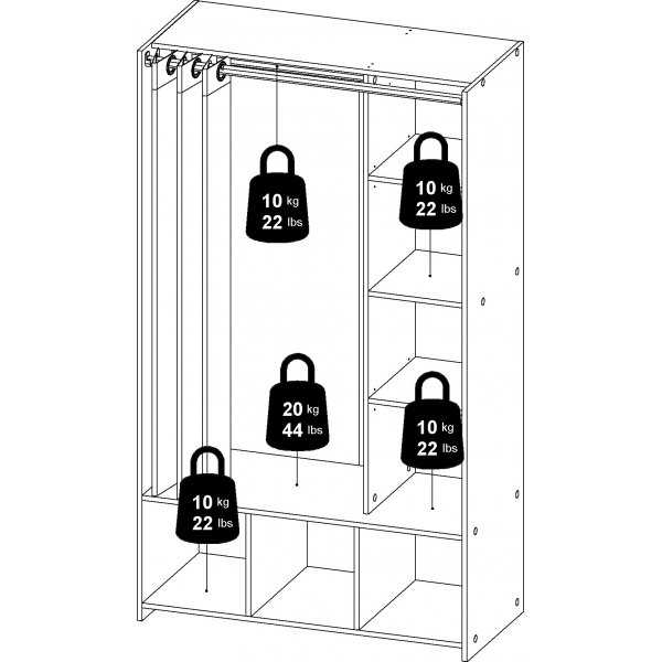 Lola garderobe - Eik/beige/gr�