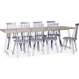 Edge spisestuesett for 8 personer; Spisebord i hvit HPL 240x90 cm med 8 gr Dalsland kurvstoler + 8.00 x Serviettringer