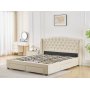 Dame sengeramme med sengegavl og oppbevaring 180 x 200 cm - Beige