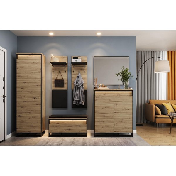 Quant hallbenk 92 cm - Artisan eik/sort