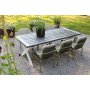 Oxford utendrs spisegruppe: grtt/hvitt bord 220 cm, inkludert 6 stk. Lincoln stablebare karmstoler grnn/beige