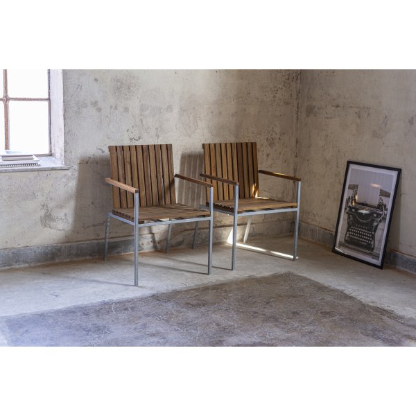 Utestol Alva - Teak/galvanisert metall