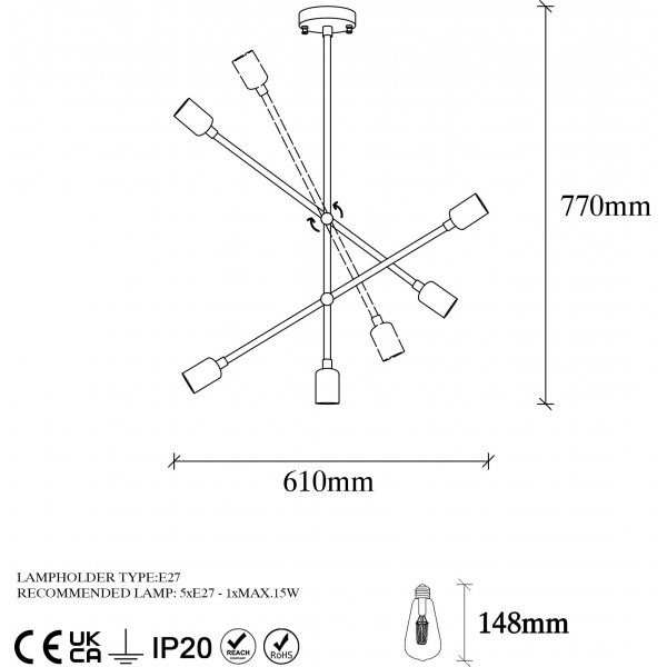 Beste taklampe 10345 - Vintage Beste taklampe 10345 - Vintage