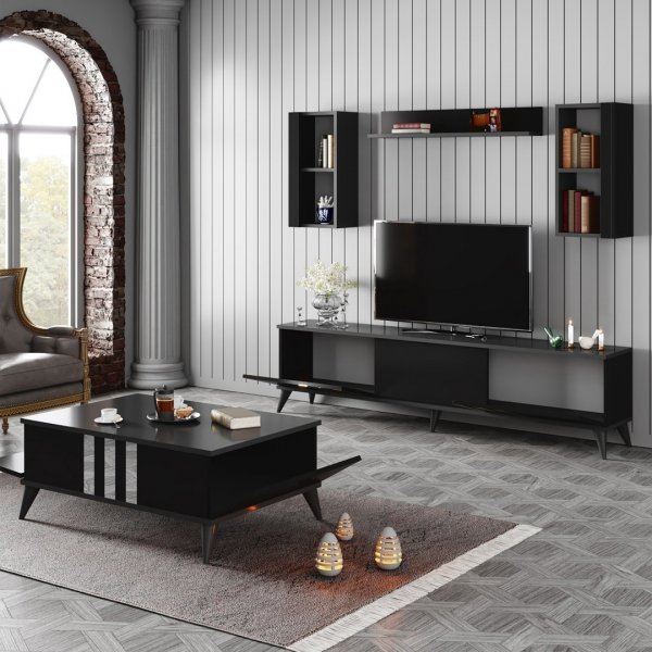 Zlato salongbord 90 x 39 cm - Antrasitt/sort/krom Zlato salongbord 90 x 39 cm - Antrasitt/sort/krom