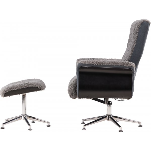 Lenestol med fotskammel - Grå - Hagön Lenestol med fotskammel - Grå - Hagön