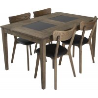 Habo spisegruppe inkl. 4 stk Ekeby stoler - Eik/granit Habo spisegruppe inkl. 4 stk Ekeby stoler - Eik/granit