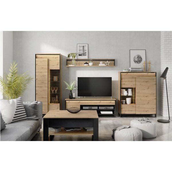 Quant skap med glassdør - Artisan eik/sort Quant skap med glassdør - Artisan eik/sort