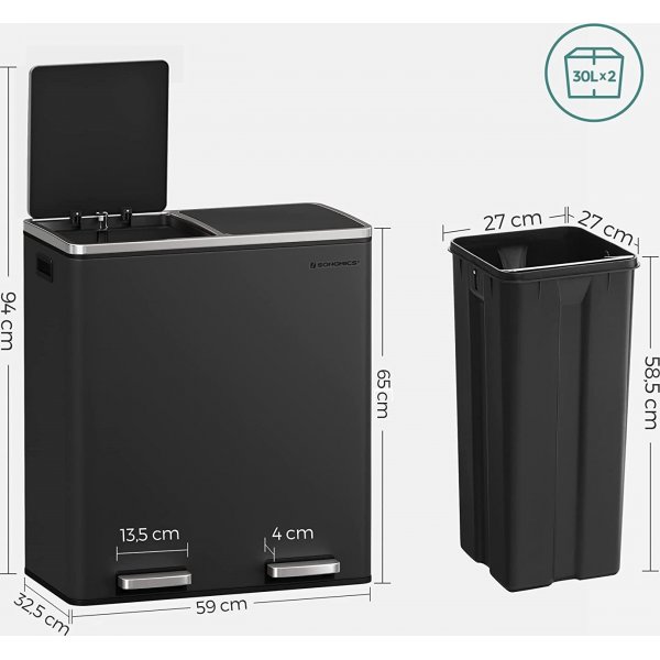 Daloa bin 60 l - Sort Daloa bin 60 l - Sort