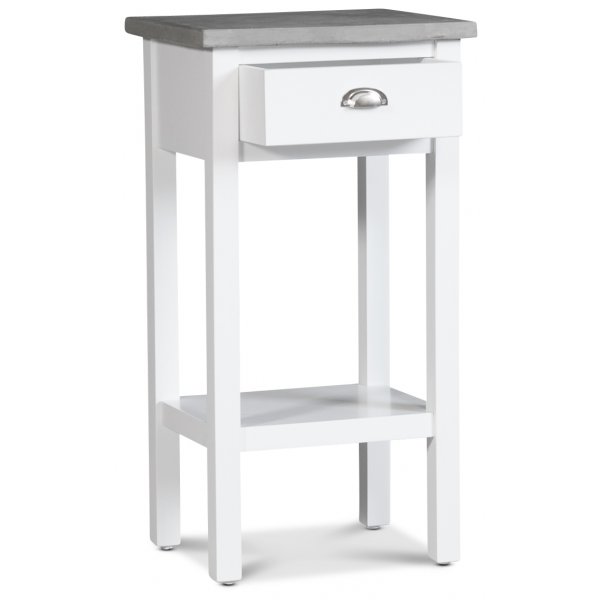 Nattbord Hugo - Hvit/betong + Flekkfjerner for mbler