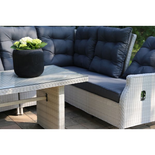 Lingen�s utegruppe hj�rnesofa med bord - Beige kunstrotting