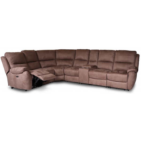 Enjoy Hollywood recliner-hjørnesofa - 5-seters (elektrisk) i brunt mikrofiberstoff Enjoy Hollywood recliner-hjørnesofa - 5-seters (elektrisk) i brunt mikrofiberstoff