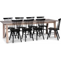 Saltsjö spisegruppe, 240 cm, inkludert 8 stk. svarte Orust pinnestoler - Hvitoljet eikefiner Saltsjö spisegruppe, 240 cm, inkludert 8 stk. svarte Orust pinnestoler - Hvitoljet eikefiner