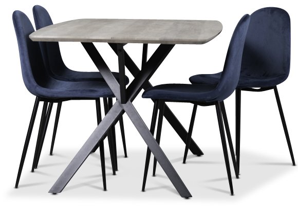 Smokey spisegruppe, spisebord med 4 Carisma flyelsstoler - Bl