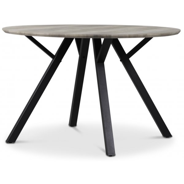 Spisegruppe Smokey rundt spisebord 120 cm inkl 4 Berit spisestol - Gr�farget eik/svart