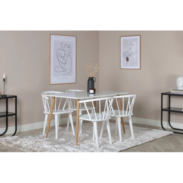 Bridge spisebord, 120 cm - Hvit/eik