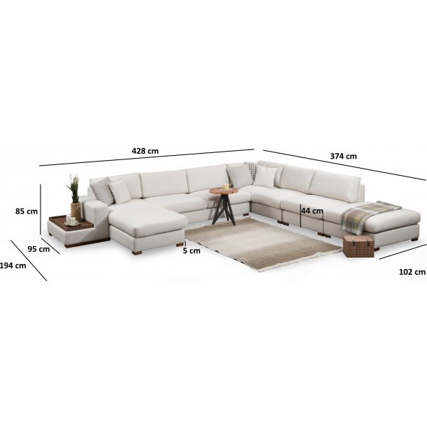 Loke u-sofa - Beige
