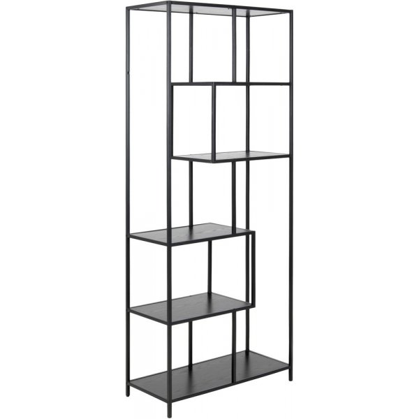Seaford bokhylle asymmetrisk 77x185 cm - Ask/svart