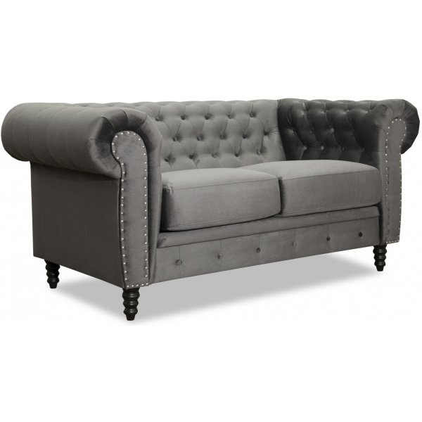 Ashford 2-seter chesterfield - M�rkegr� fl�yel