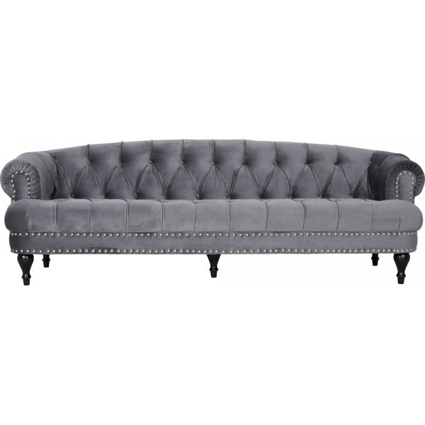 Sofa 3-seter chesterfield grå fløyel Sofa 3-seter chesterfield grå fløyel